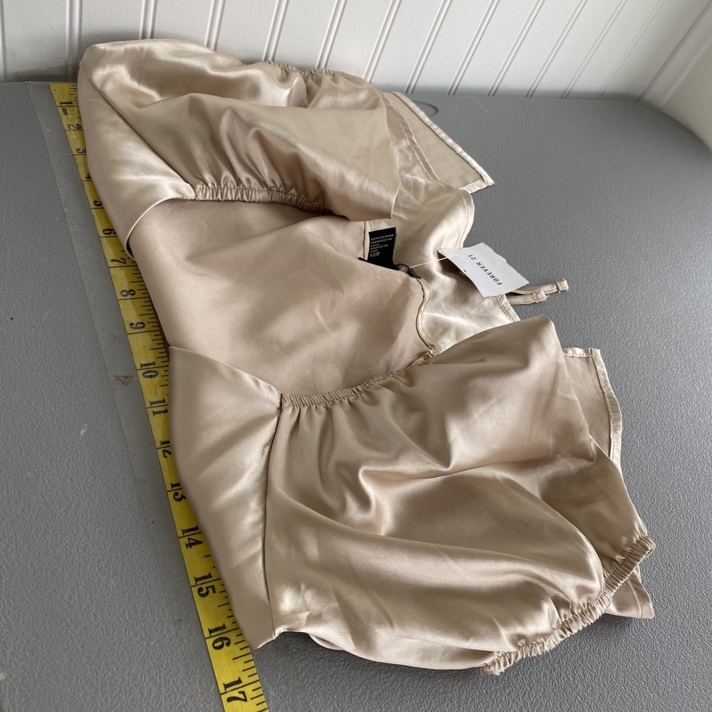 Forever 21 Women Satin Y2K Coquette Tie Front Top Size S Babydoll Fairy Feminine - Picture 10 of 12